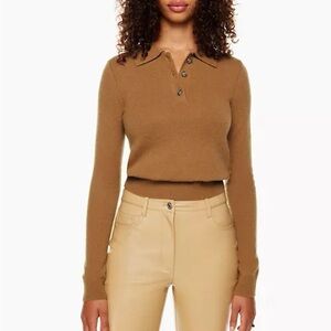Aritzia Wilfred Liteluxe Cashmere Florence Sweater in rich chestnut